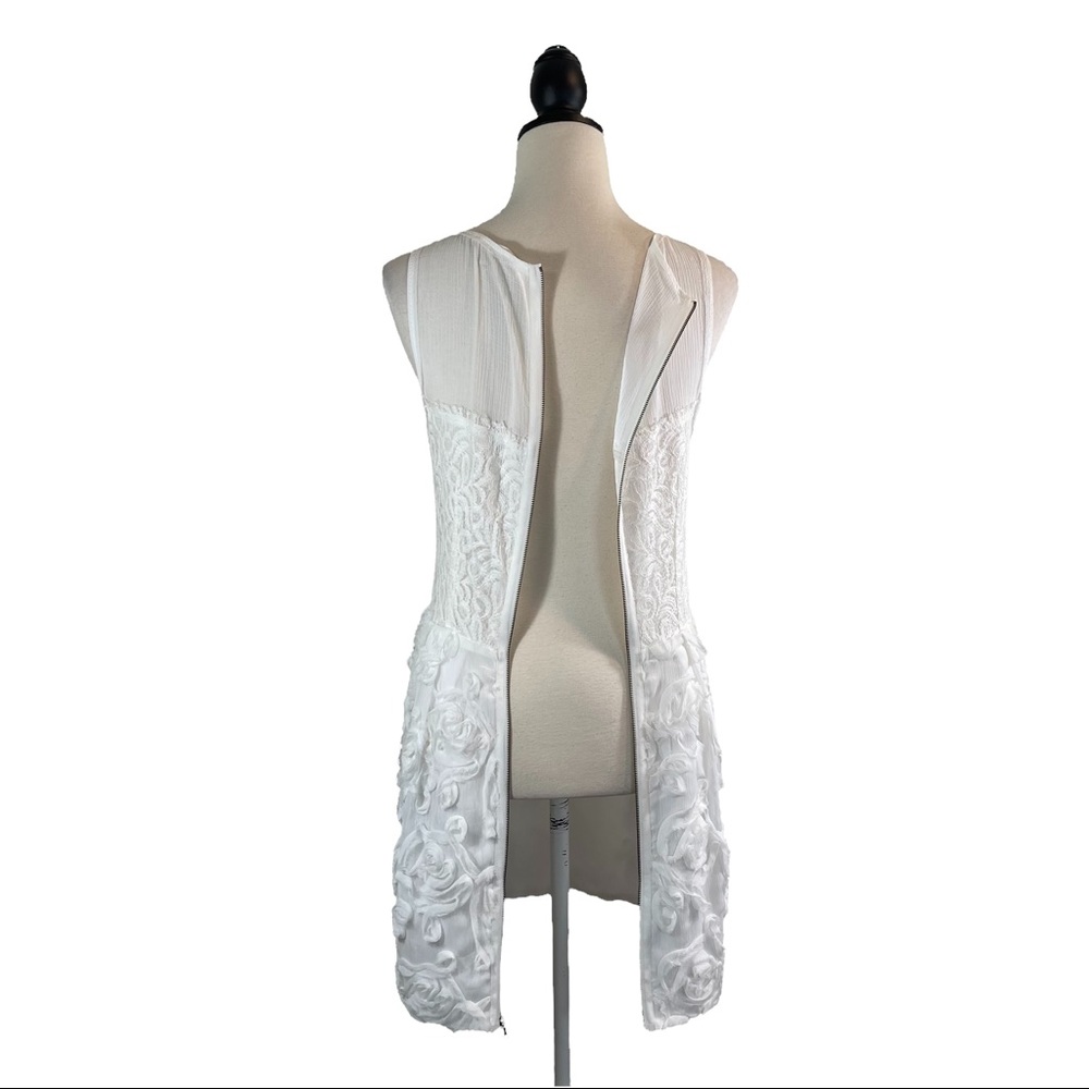 Rachel Roy Dress White Sheer Zipper Rosette, Size 6 - Picture 10 of 14